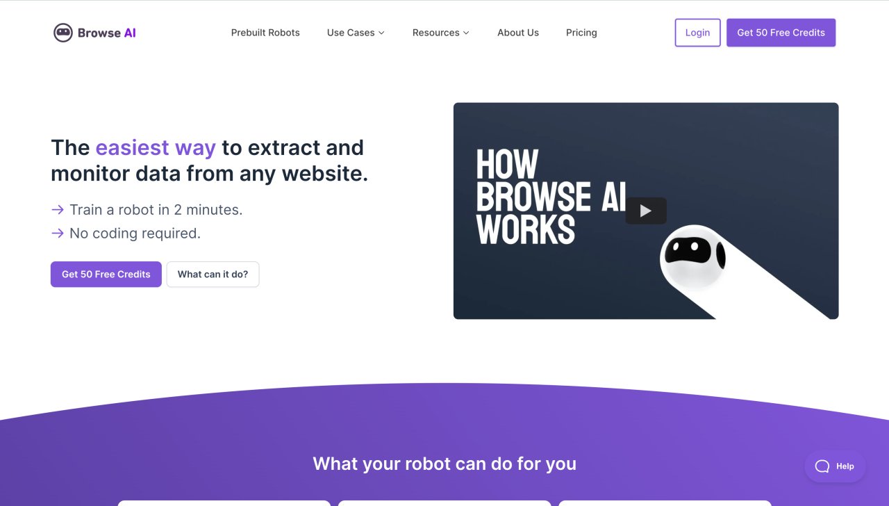 Landing page of Browse AI