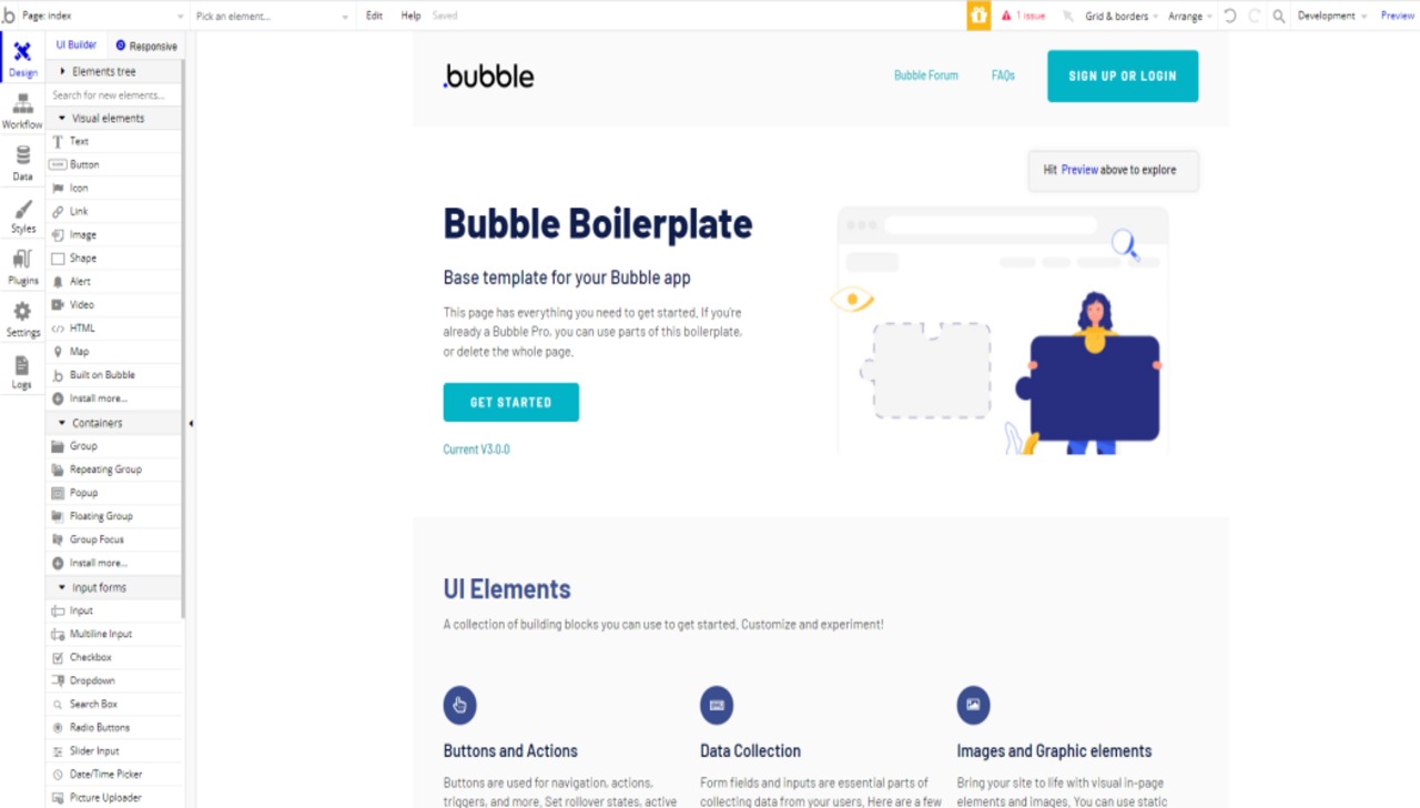 App page of Bubble