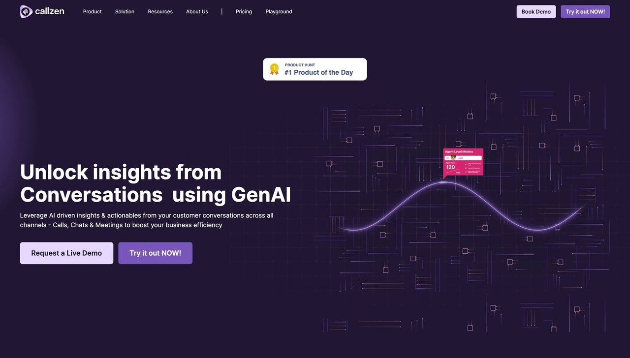 Landing page of CallZen