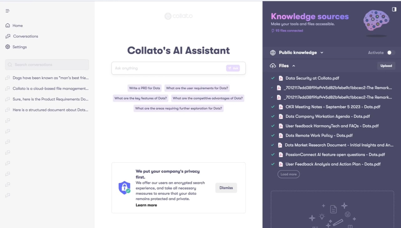 App page of Collato