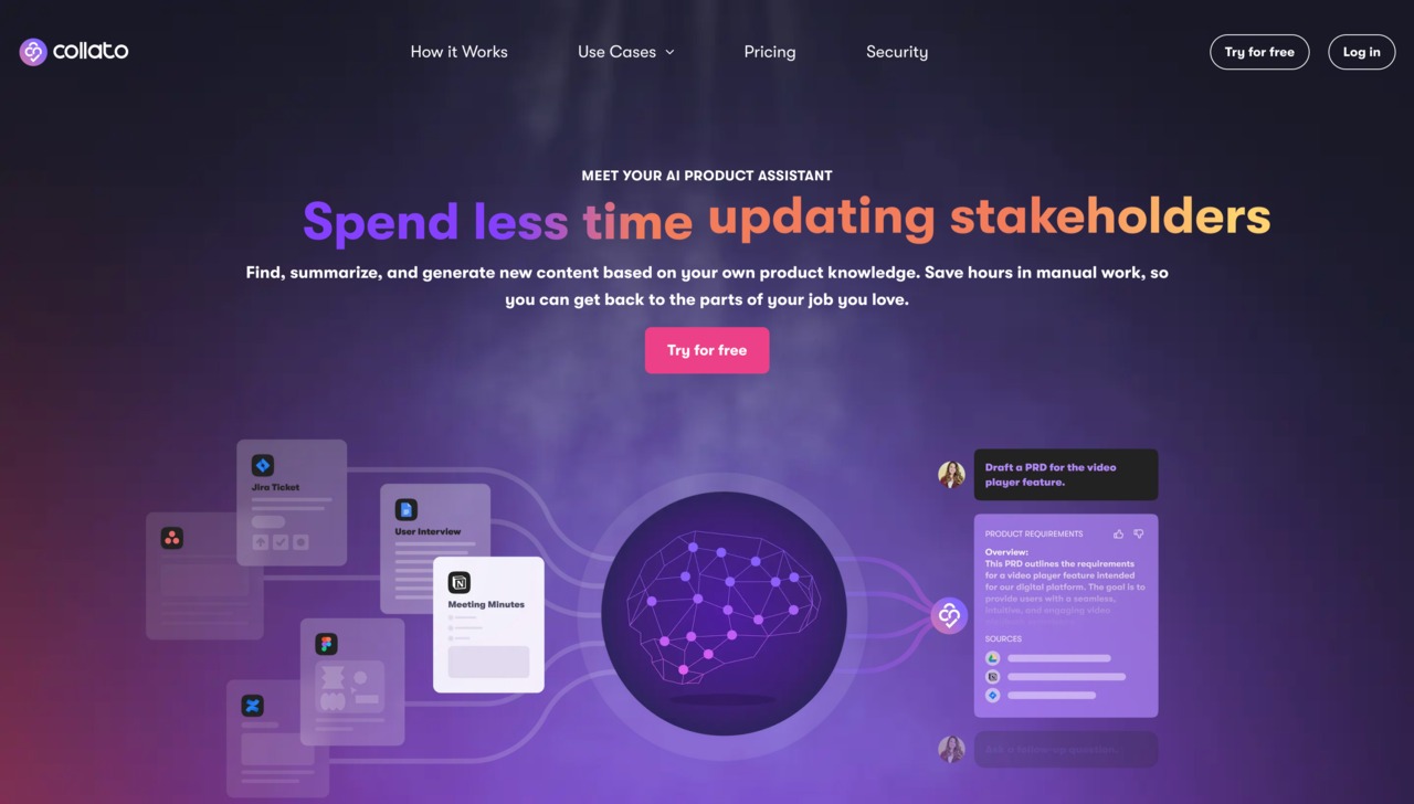 Landing page of Collato