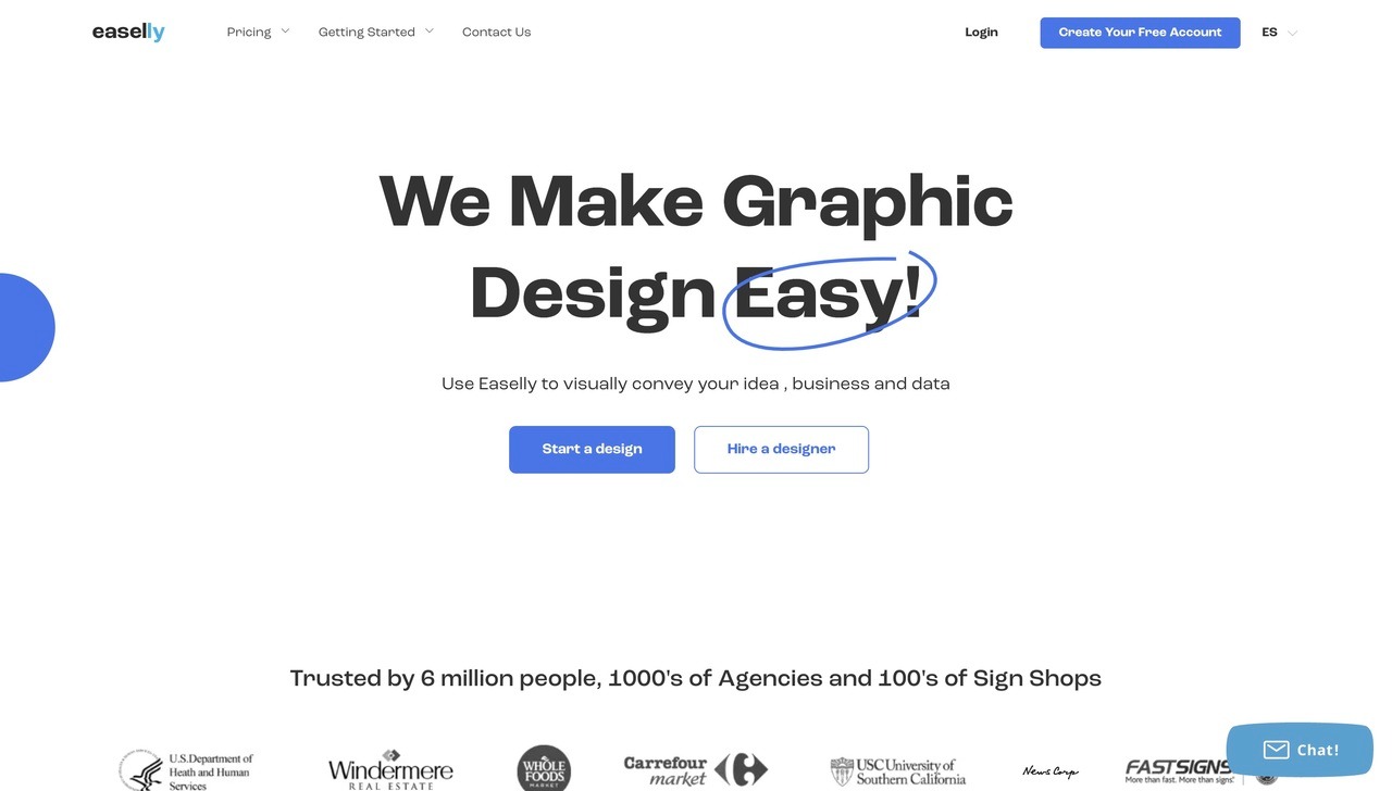 Landing page of Easel.ly