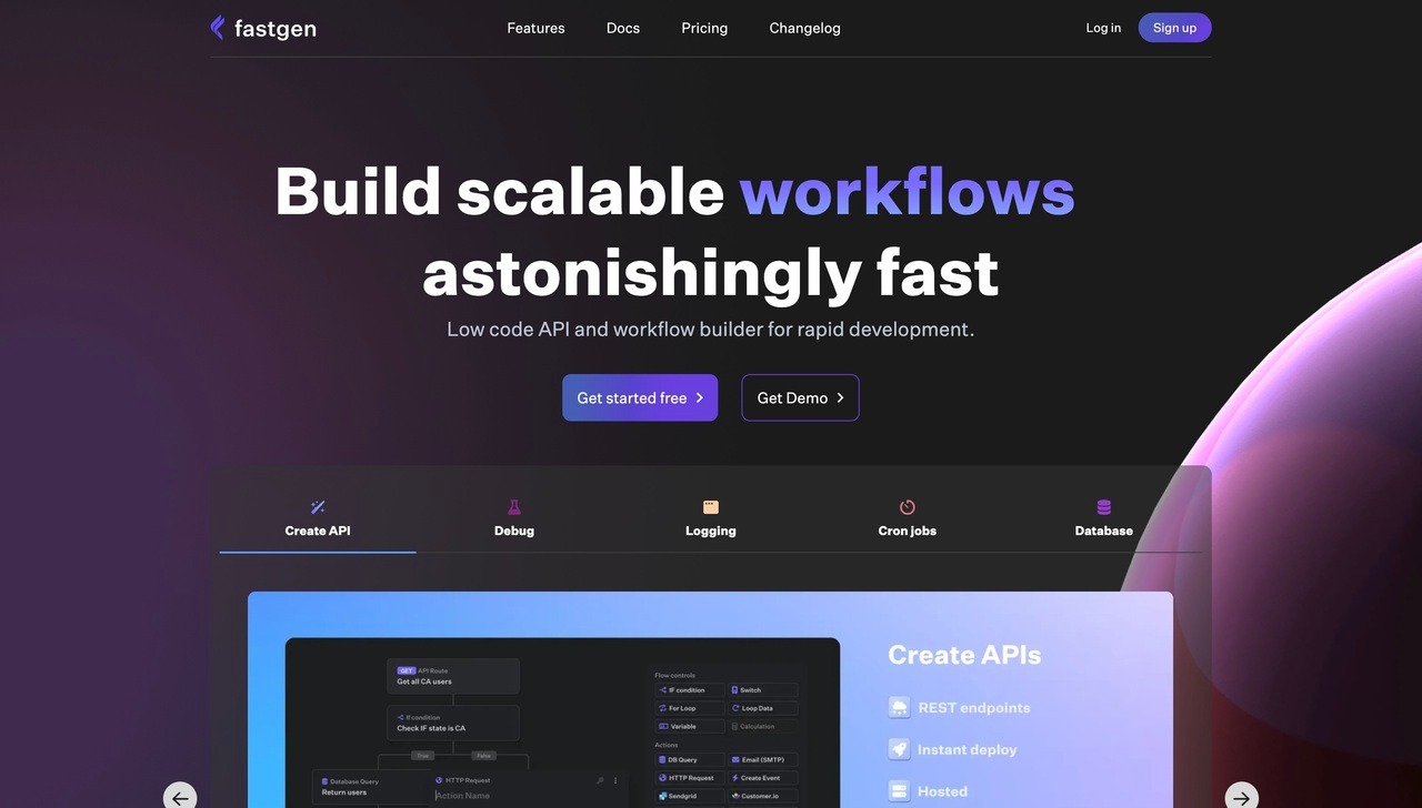 Landing page of Fastgen