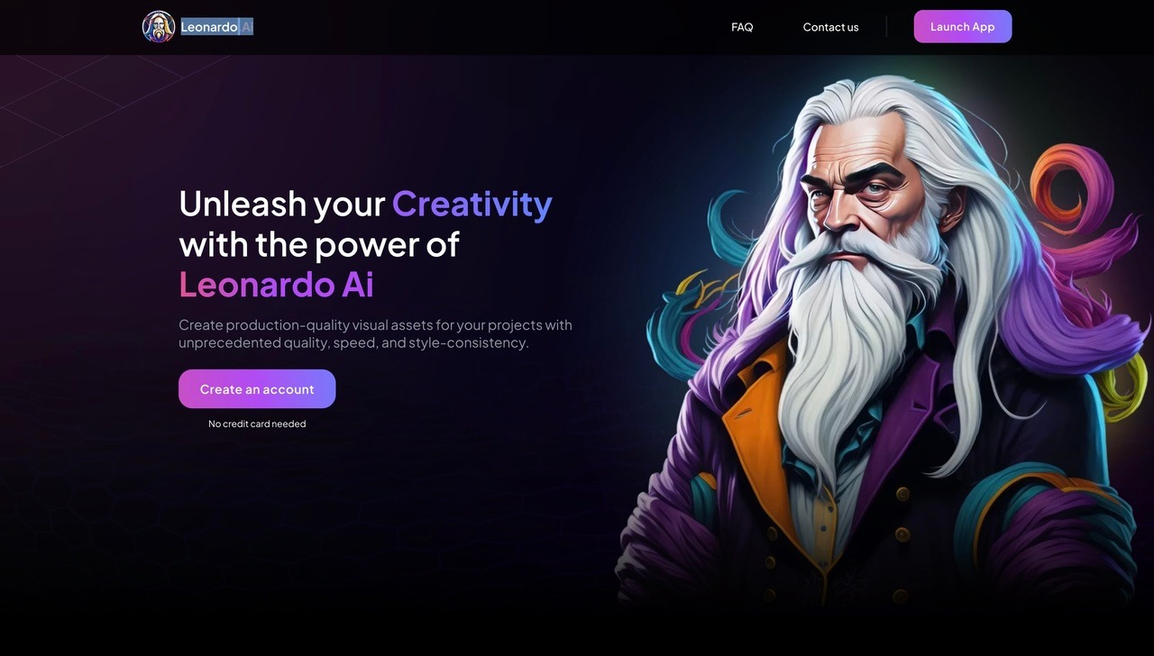 Landing page of Leonardo