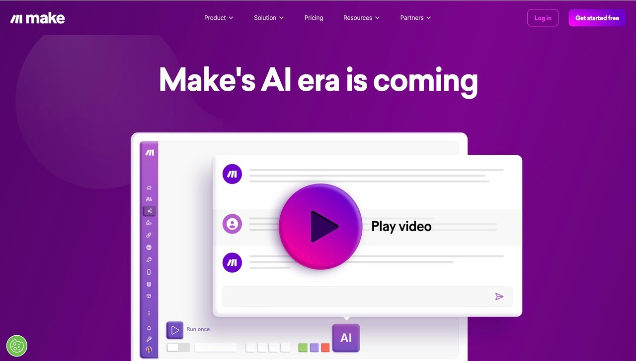 Landing page of Make