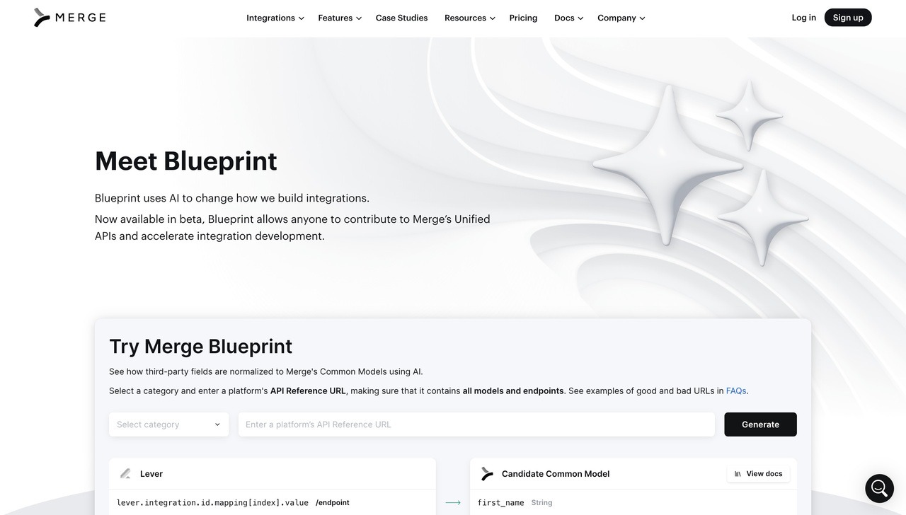 Landing page of Merge Blueprint