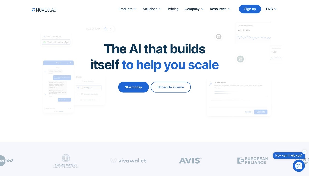 Landing page of Moveo.AI