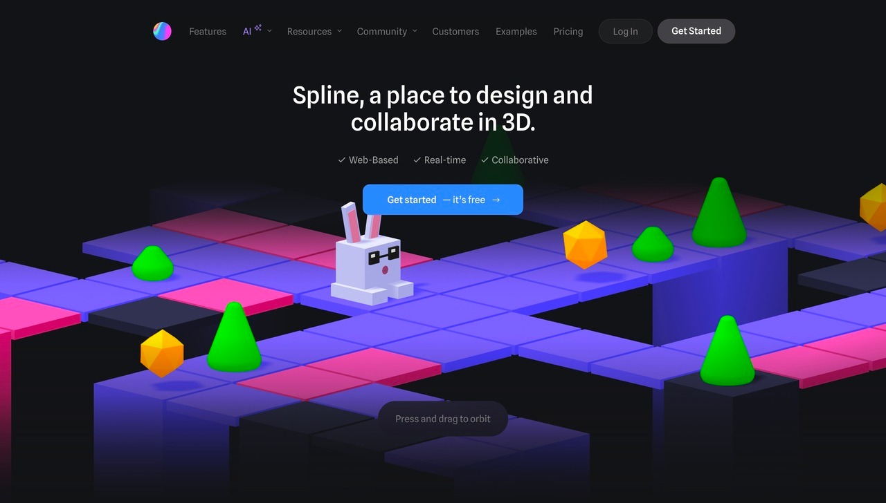 Landing page of Spline