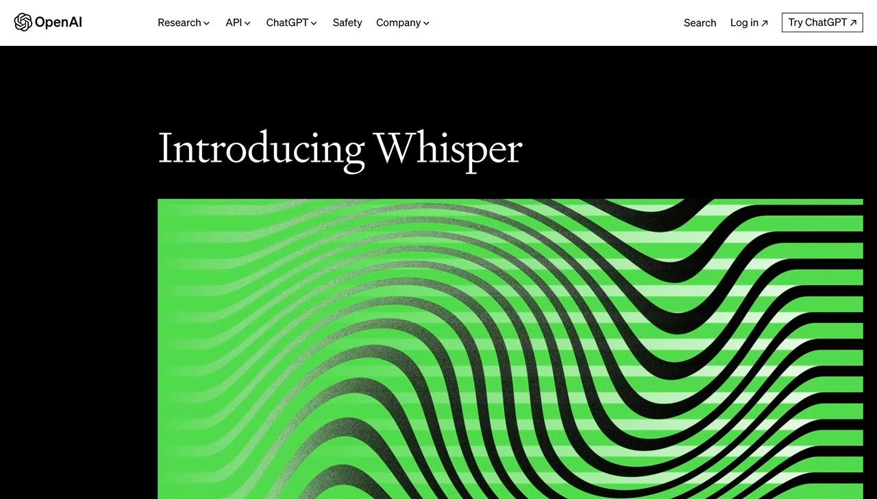 Landing page of Whisper