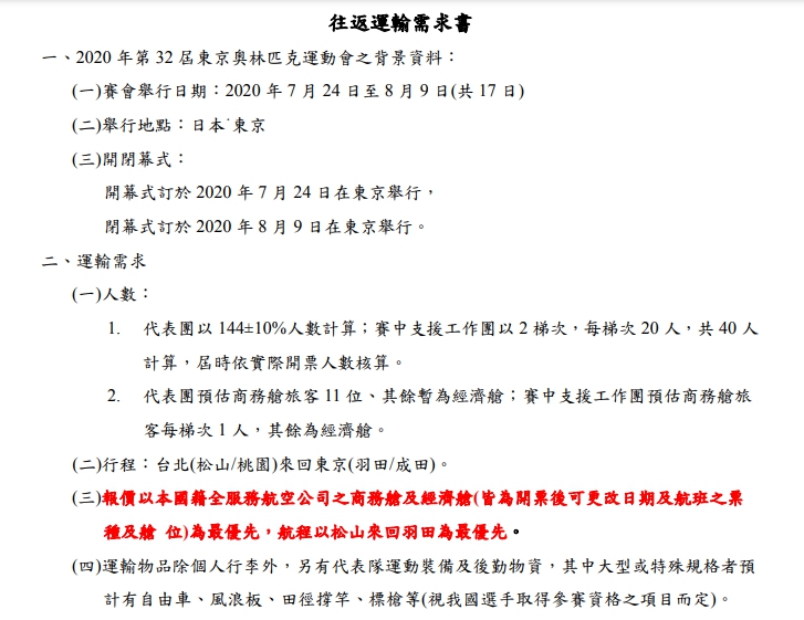 往返運輸需求書。（圖／翻攝洪孟楷臉書）