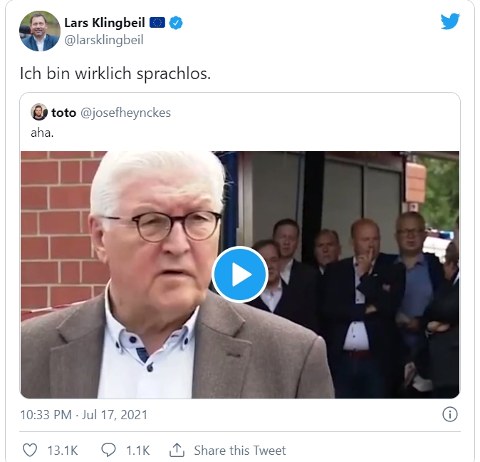 中左翼社會民主黨秘書長 Lars Klingbeil 推文：「我無言以對」。(圖／翻攝推特)