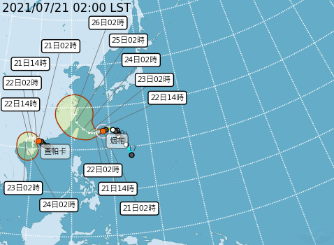 「烟花」颱風路徑。（圖／中央氣象局）