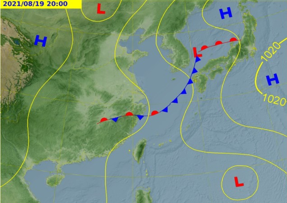 今(19)日民眾要嚴防午後雷陣雨。(圖/翻攝自中央氣象局)