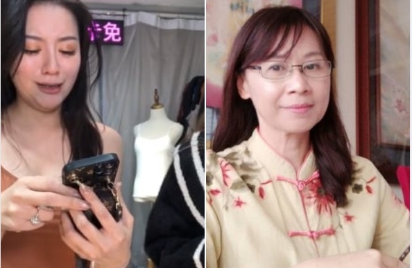 網友依循李妍瑾提供的線索，幫忙找到該阿姨就是知名佛像畫家張德怡後，讓她相當激動。（合成圖／翻攝自臉書）
