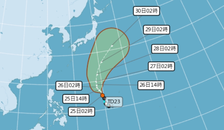 菲律賓東方的熱帶低壓。（圖／翻攝自中央氣象局）
