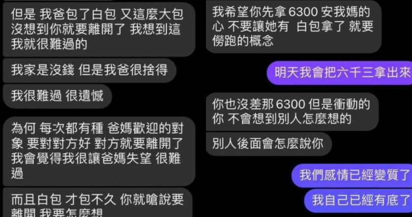 一名女網友表示，男友竟趁著自己男下奔父喪時，偷偷幽會前女友，被提分手甚至還想把白包6300元要回去。（圖／翻攝自《爆廢公社二館》臉書）