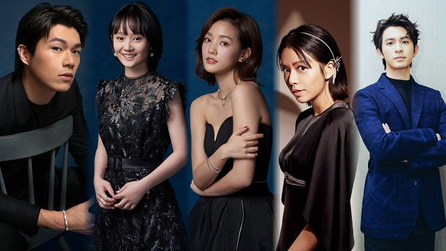 柯煒林（左起）、方郁婷、王淨、宋芸樺、林暉閔將為各自演出的電影擔任引言人。（圖／翻攝金馬官網）