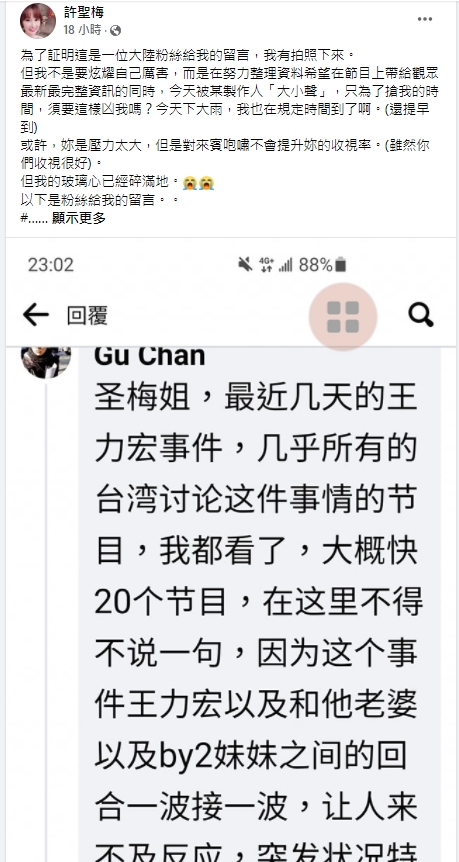 資深媒體人許聖梅委屈被罵。（圖／翻攝自臉書）