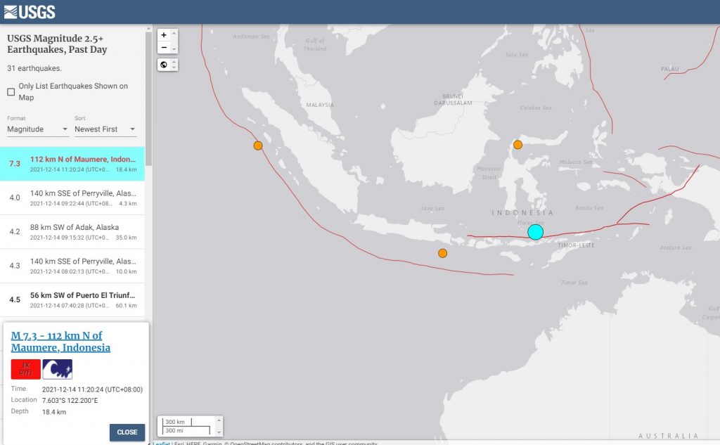 印尼強震。(圖/USGS)