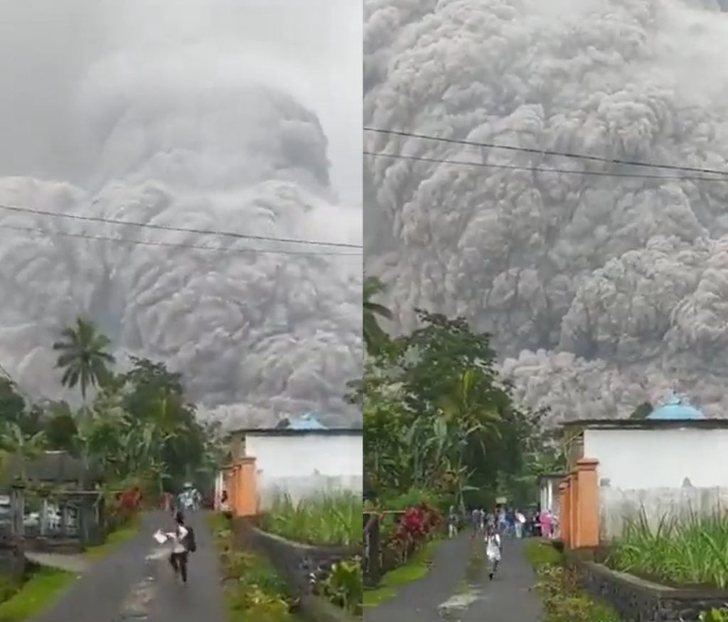 印尼塞梅魯火山爆發，煙塵衝1.5萬公尺高空。（圖／翻攝自推特／@marceldirsus）