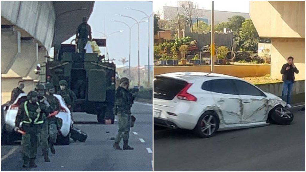 國軍又車禍！雲豹裝甲車擦撞「瑞典坦克」。（圖／翻攝自記者爆料網）