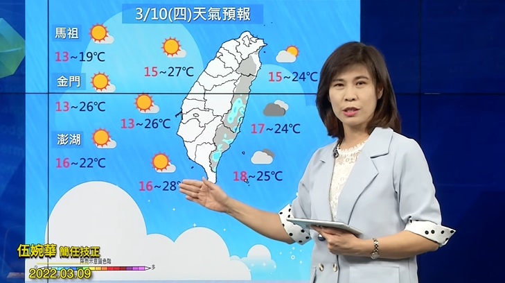 明日各地氣溫。 （圖／截自中央氣象局） 