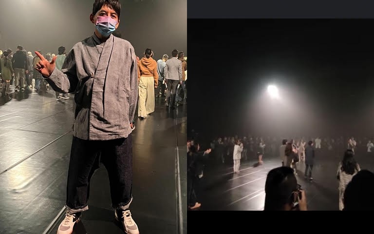 佼哥對於今日觀看的「PROJECTbyH.」服裝秀讚譽有加,直說會讓他心跳加速。(圖/翻攝黃子佼粉絲團)