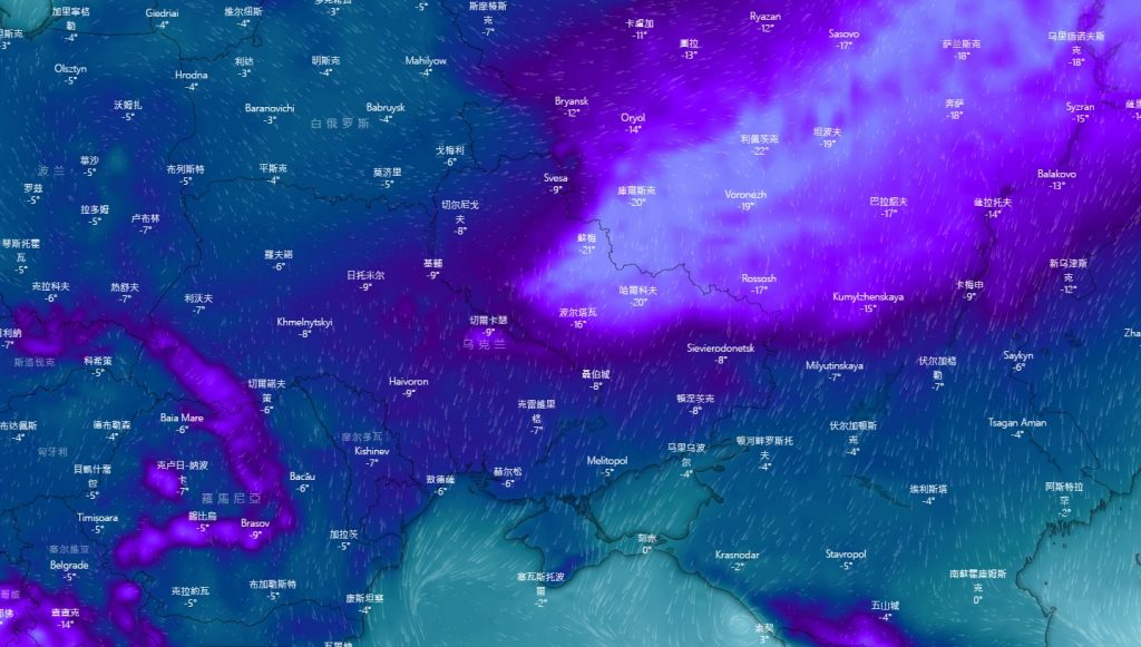 氣象專家分析，由於「極地渦旋」橫掃烏克蘭，當地將出現-20°C的低溫。（圖／翻攝自「台灣颱風論壇｜天氣特急」臉書）