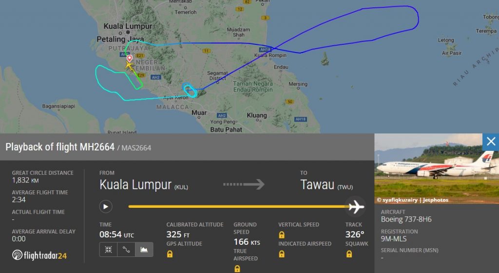 一名乘客爆料，馬航MH2664波音737-800航班傳飛安事故。（圖／翻攝自flightradar24官網）