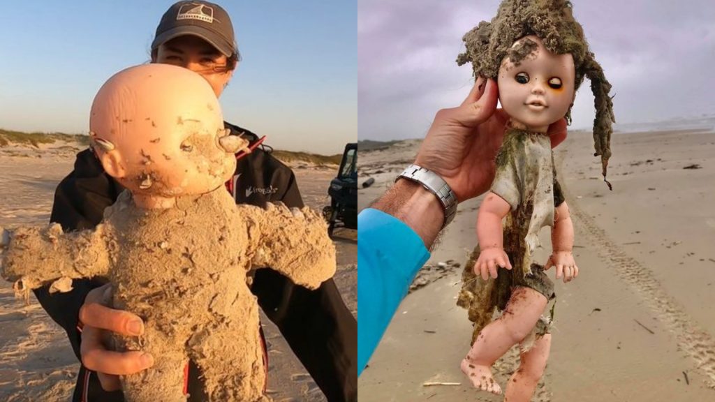 德州海岸漂來詭異娃娃。（圖／臉書）