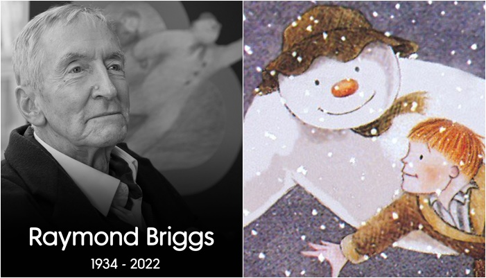 英國繪本「雪人」作者Raymond Briggs辭世。（合成圖／翻攝自Twitter／@TheSnowmanHQ、@scottygb）