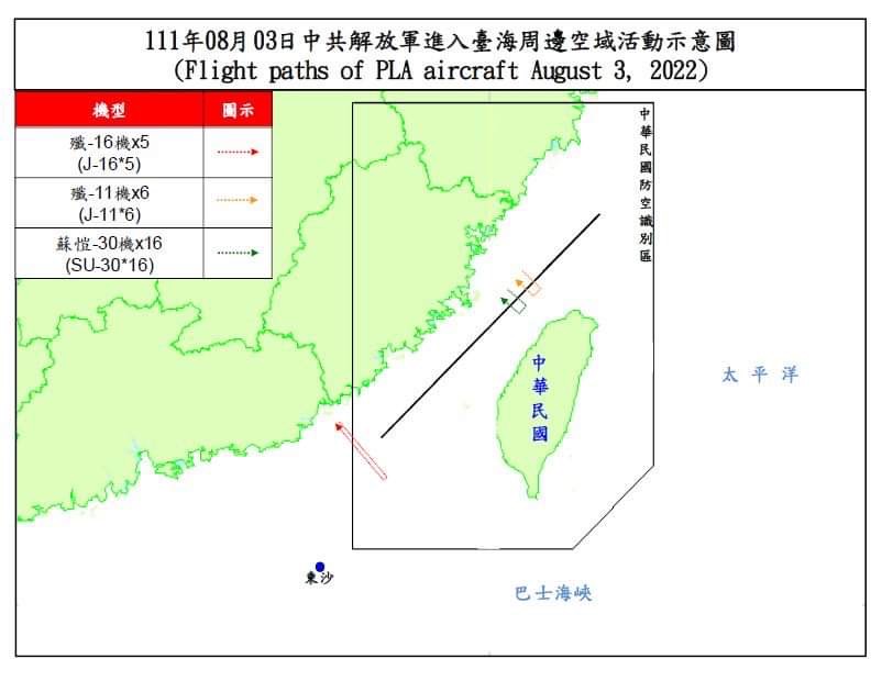 27架次共機擾台ADIZ 。(圖/國防部提供)