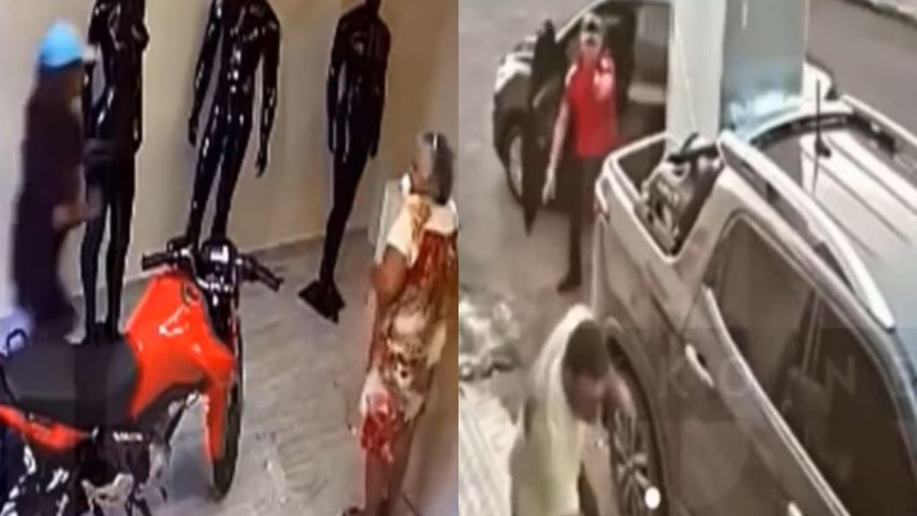 巴西2名男子先後衝進商店,並將1名懷胎7月的孕婦槍殺。(圖/翻攝自YouTube)