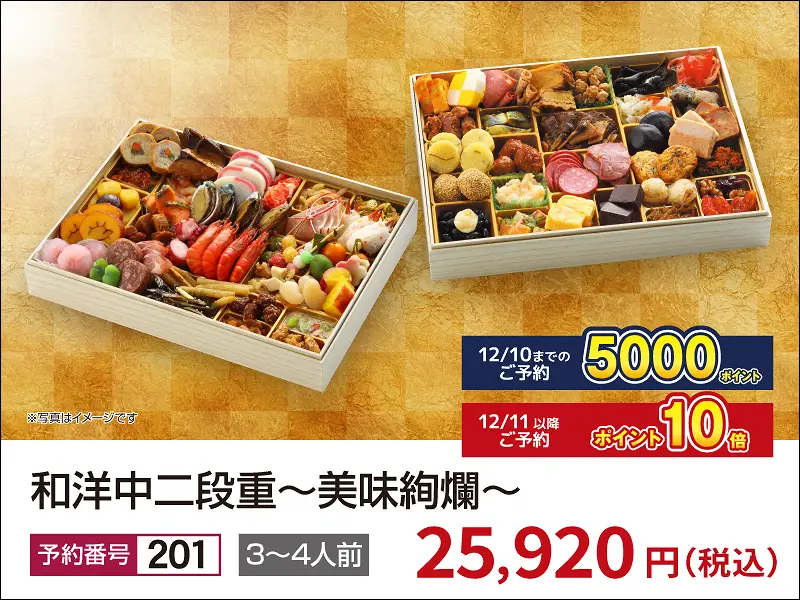 201　和洋中二段重　美味絢爛