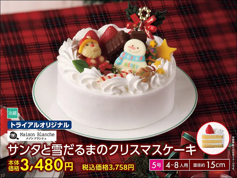 サンタと雪だるまのクリスマスケーキ