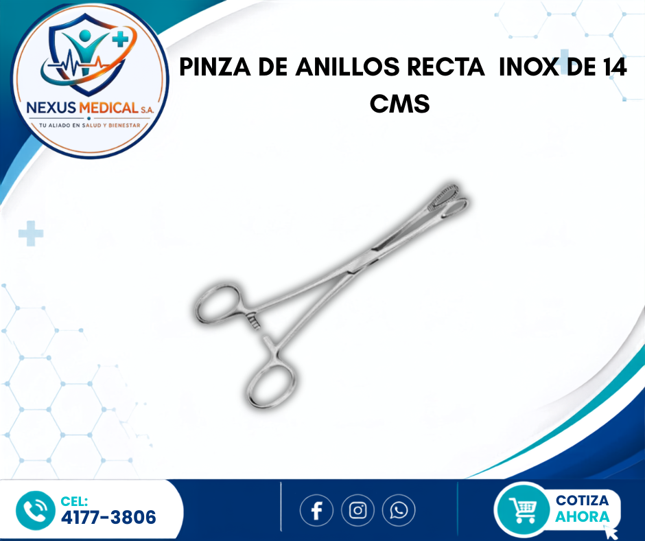PINZA DE ANILLOS RECTA  INOX DE 14 CMS  - Nexus Medical S.A.