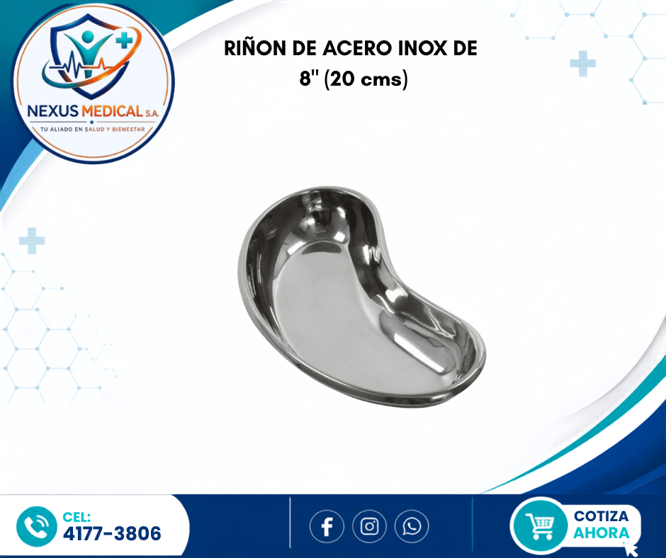 RIÑON DE ACERO INOX  DE 8" (20CM) - Nexus Medical S.A.