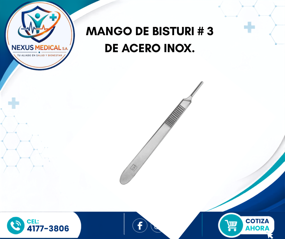 MANGO DE BISTURI # 3 de acero inox. - Nexus Medical S.A.