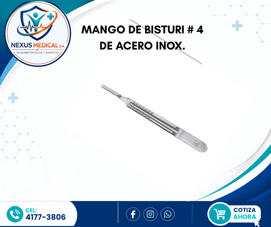 MANGO DE BISTURI # 4 DE ACERO INOX. - Nexus Medical S.A.