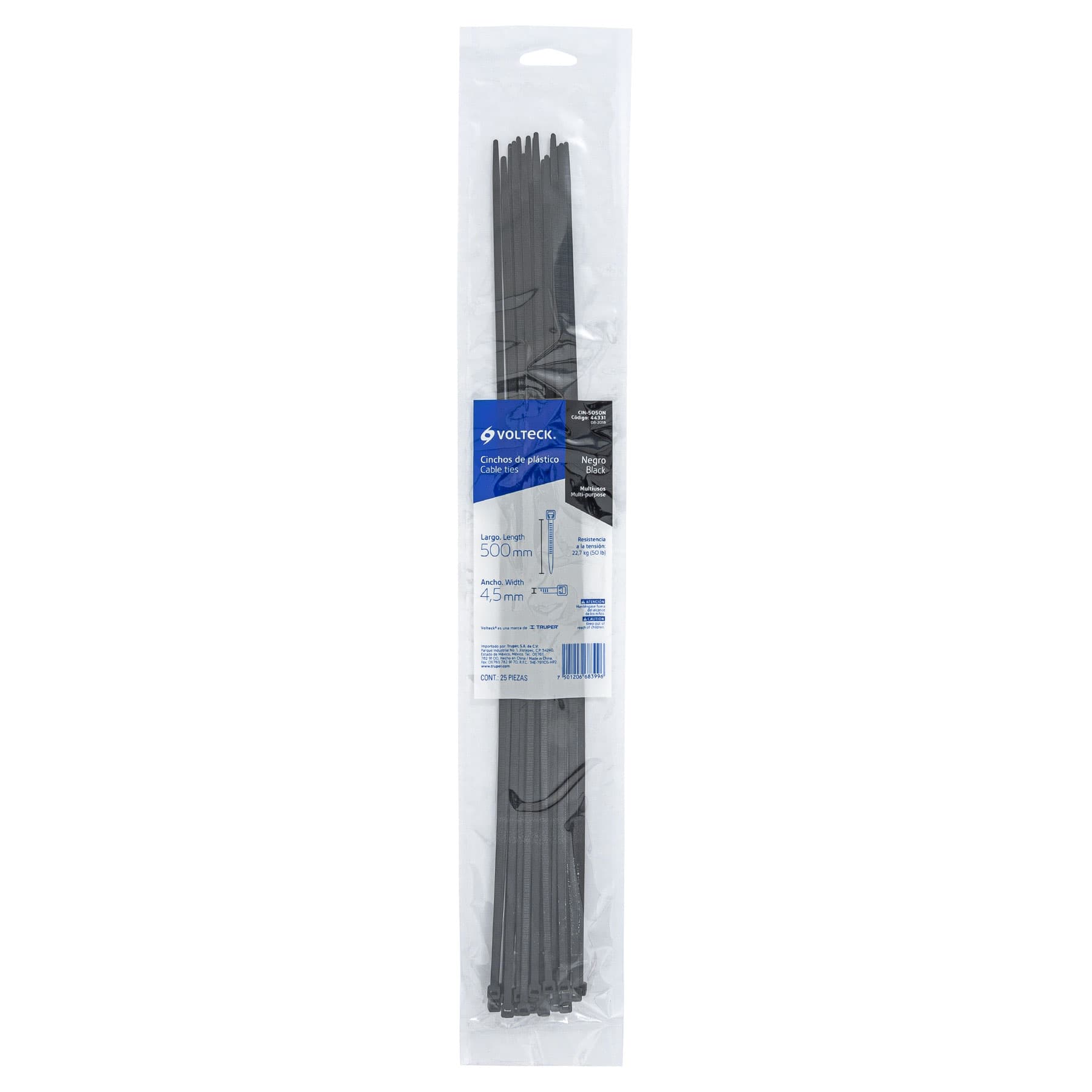 BOLSA DE CINCHO PLASTICO NEGRO 12" O 30 CM 44328  50PZ - VOLTECK - DIFER