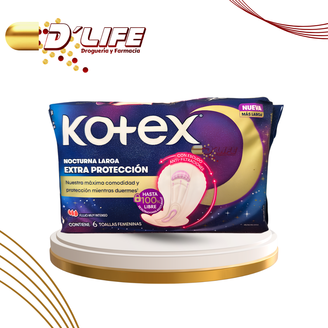 KOTEX NOCTURNA LARGA FLUJO MUY INTENSO X 6 UNID.