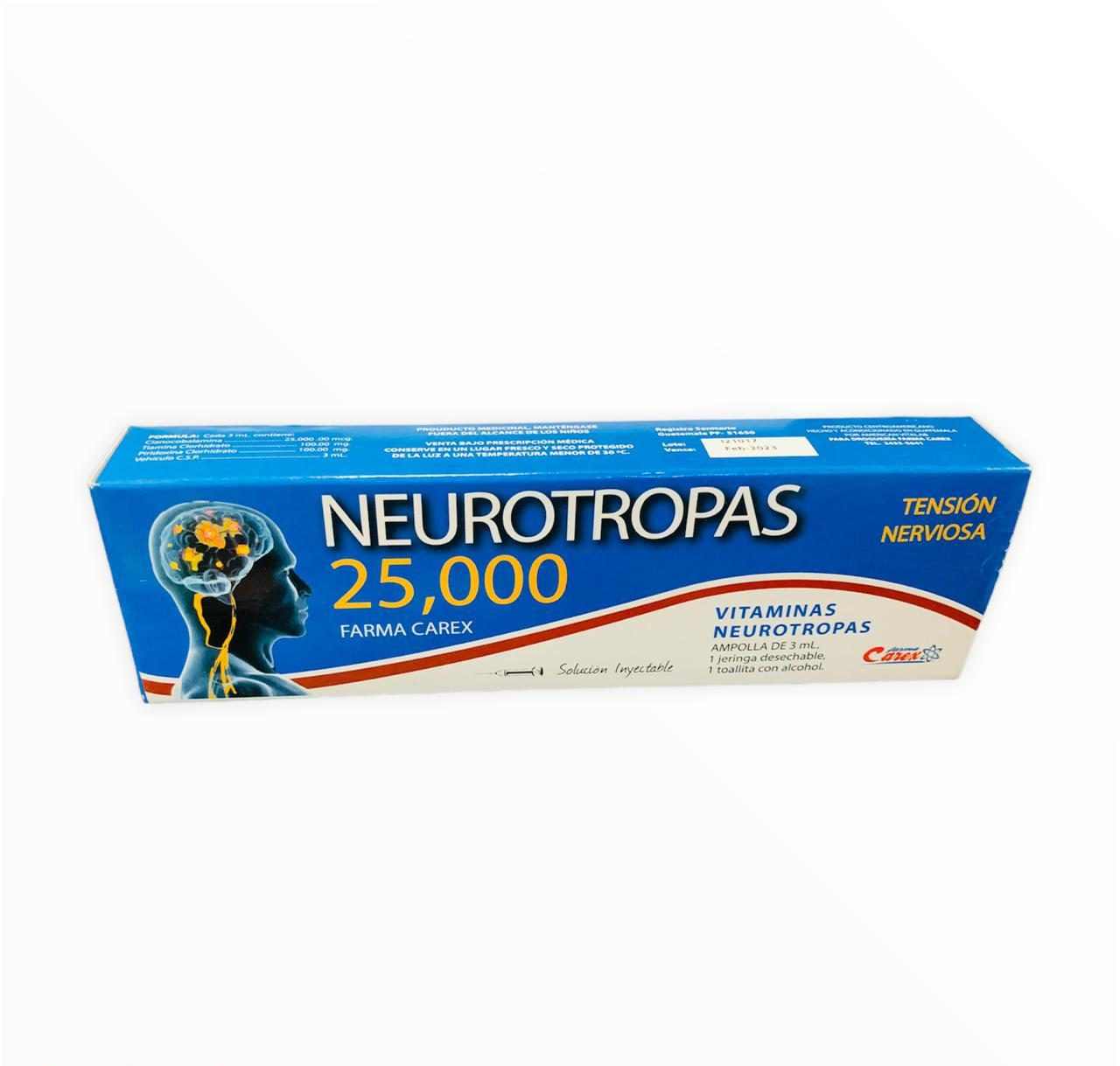 NEUROTROPAS 25000 (vitaminas neurotropas *carex) *kit inyectable  - FARMACIA NUEVO MILENIO