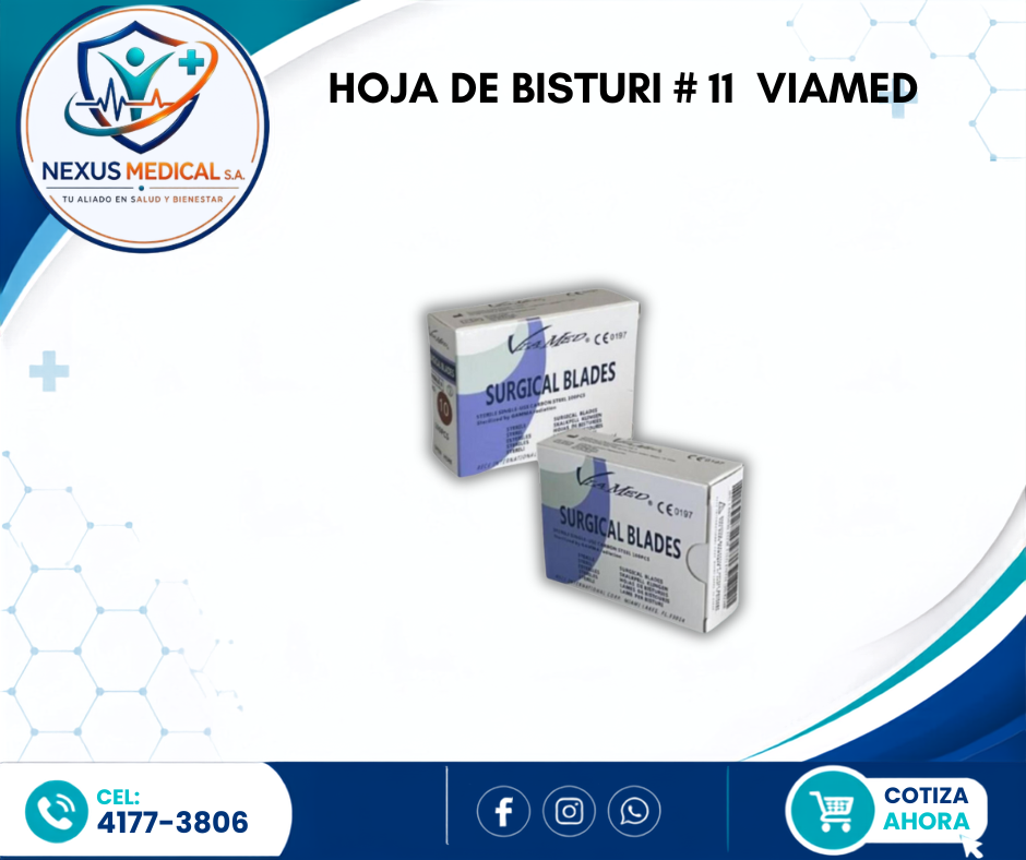HOJA DE BISTURI # 11 CAJA DE 100 UNIDADES MARCA VIAMED  - Nexus Medical S.A.