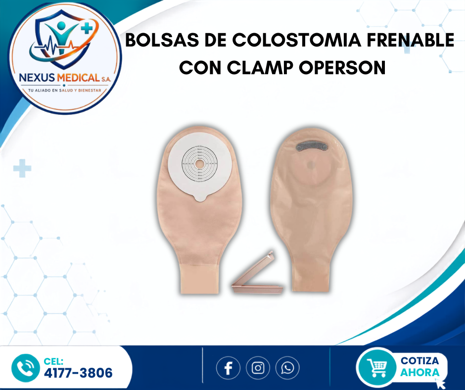 BOLSAS DE COLOSTOMIA  FRENABLE CON CLAMP OPERSON  - Nexus Medical S.A.