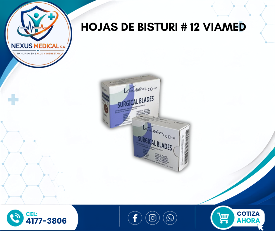HOJAS DE BISTURI # 12 CAJA DE 100 UNIDADES MARCA VIAMED  - Nexus Medical S.A.