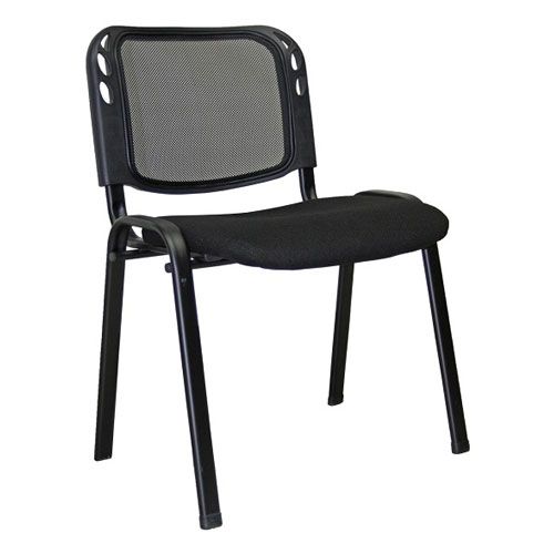 Silla de espera negra con respaldo de malla