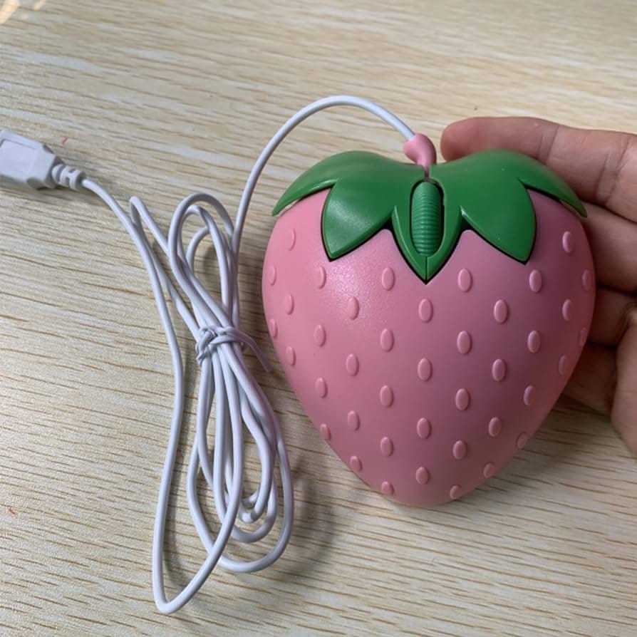 Mouse fresa rosa con cable. - Govania, S.A