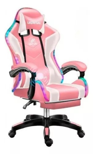Silla Gamer Rosa con luz  LMB 