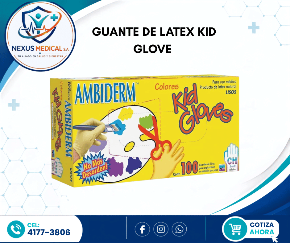 GUANTE DE LATEX KID GLOVE CAJA DE 100 UNI.  - Nexus Medical S.A.