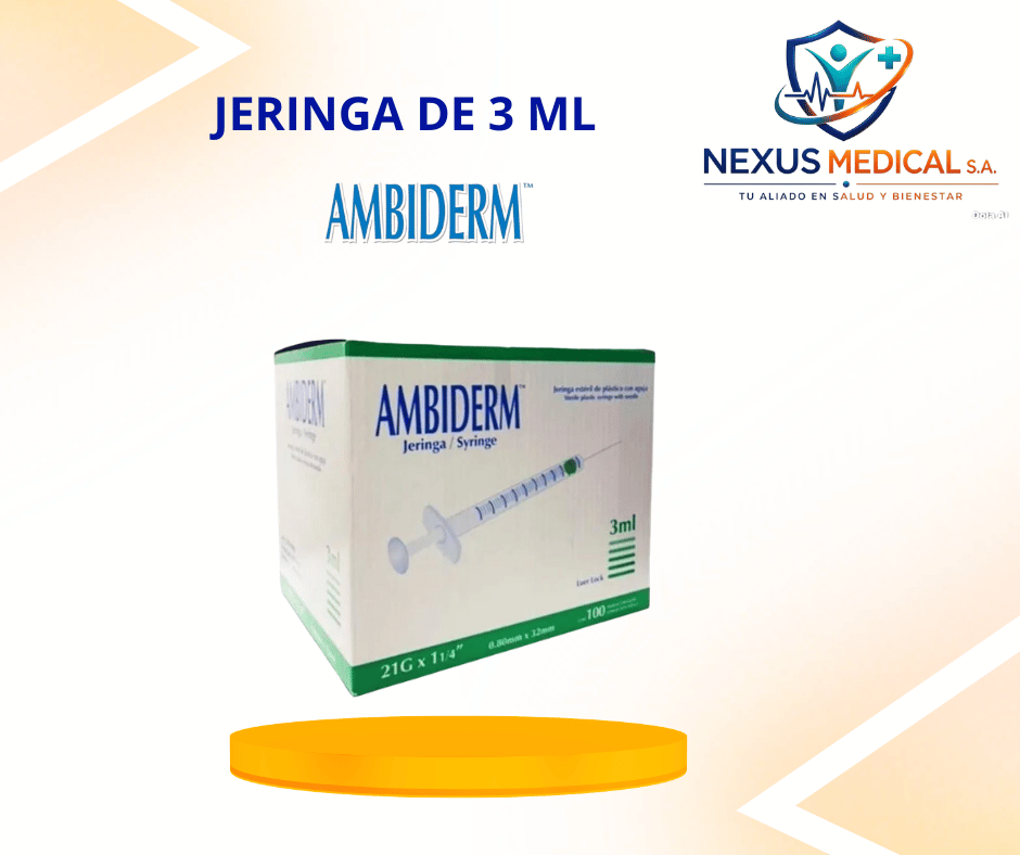 JERINGA DE 3ML 21*11/2 CAJA DE 100 UNIDADES MARCA AMBIDERM - Nexus Medical S.A.